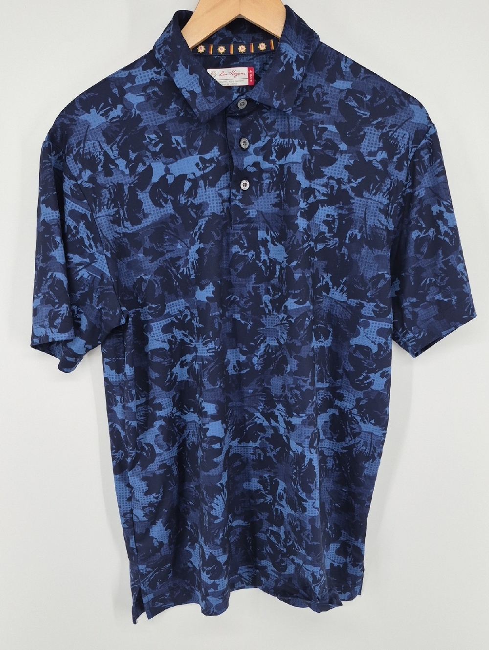 Ben Hogan Polo Golf Shirt Men's Size Small Short Sleeve Blue Floral Tropical